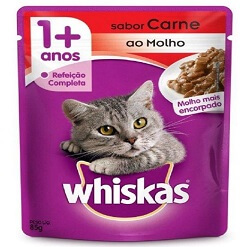 Sachê Para Gatos Adultos Whiskas Sabor Carne 85g